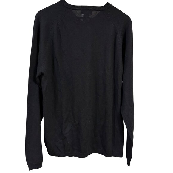 Banana Republic Mens L Sweater Black V-Neck Italian Dress Merino Wool - Picture 2 of 6